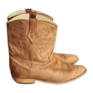 Vintage Victoria Spenser Women's 9 Tan Leather Cowboy Boots Mexico Boho